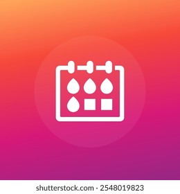 Icono del Vector del calendario de la menstruación, pictograma del ciclo menstrual