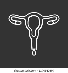Menstruation chalk icon. Menstrual bleeding. Vaginal discharge. Female health disorder. Isolated vector chalkboard illustrations