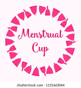 Menstruation cup set. Female intimate hygiene, menstrual cup. Vector illustration