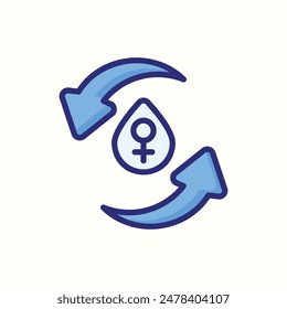 menstruation cycle icon, isolated blue outline icon