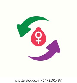 menstruation cycle icon, isolated flat color womens day icon illustration