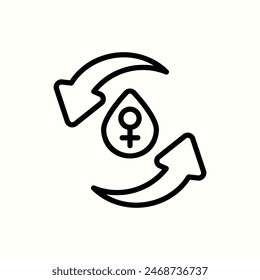 menstruation cycle icon, isolated light outline icon