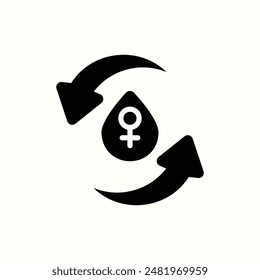Menstruationszyklus-Ikone, isolierte Frauen-Tag-Thema-Ikone im Glyphenstil