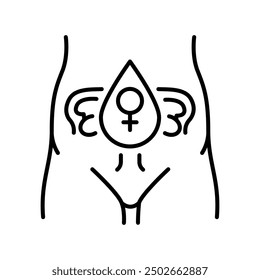 Icono negro de la línea del ciclo de la menstruación. Firme para la página del Web, App móvil, Botón, logotipo. Vector Botón aislado. Trazo editable.