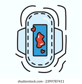 Menstruation element of colorful set. A colorful and outlined design within a menstruation-themed image showcase the significance of gaskets in managing menstrual flow. Vector illustration.