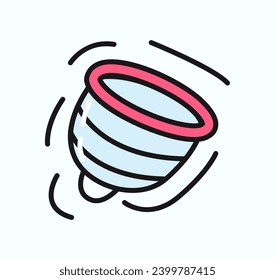 Menstruation element of colorful set. A colorful and outlined illustration with a menstruation-themed design feature a cup as a central element in specific period. Vector illustration.