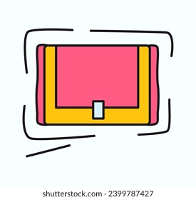 Elemento menstruación del conjunto colorido. Esta ilustración presenta un diseño colorido y delineado, destacando una junta como elemento esencial para el manejo del ciclo menstrual. Ilustración vectorial.