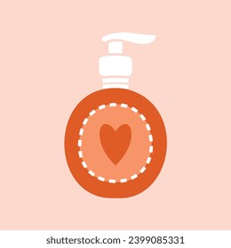 Menstruation hygiene product. Clip art with bottle with gel, liquid soap for intimate female hygiene. Love my periods concept. Flat vector illustration.