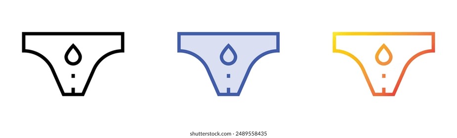 icono de la menstruación. Diseño de estilo de relleno lineal, azul y degradado aislado sobre fondo blanco