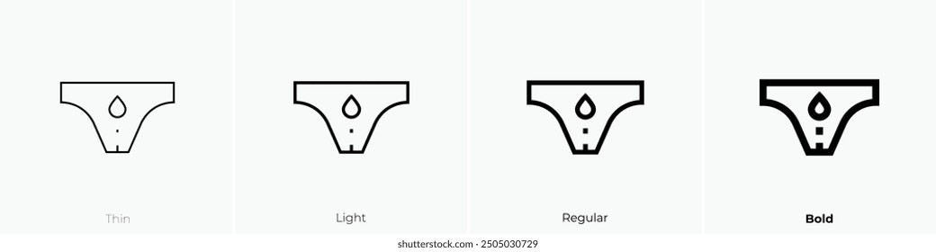 Icono de menstruación. Diseño de estilo delgado, ligero, regular y audaz aislado sobre fondo blanco