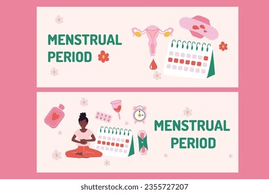 Menstruation period woman flat design banner