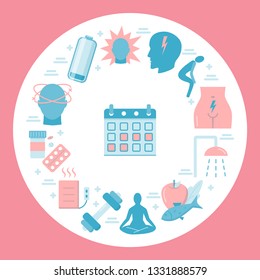 Menstruation round concept banner in flat style