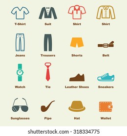 menswear elements, vector infographic icons