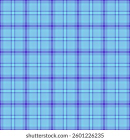 Menswear fabric check vector, long pattern background textile. Cotton texture plaid tartan seamless in cyan and indigo colors palette.
