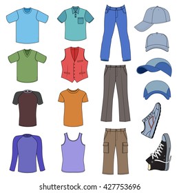 Menswear Headgear Shoes Colored Season Collection Stock Illustration ...