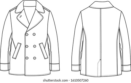 Menswear sailor outerwear vector drawing. EPS10