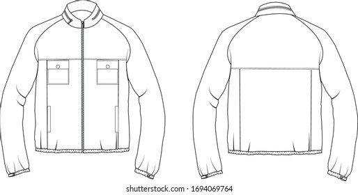 menswear technical drawing fashion jacket drawing. EPS10 illustration. 