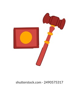 ment judge hammer cartoon. bid trial, prison order, crime decision ment judge hammer sign. isolated symbol vector illustration