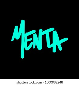 Menta Mint Lettering Font Handmade Brush: vector de stock (libre de ...
