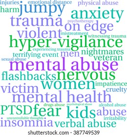 Mental Abuse word cloud on a white background. 