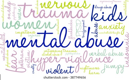 Mental Abuse word cloud on a white background. 