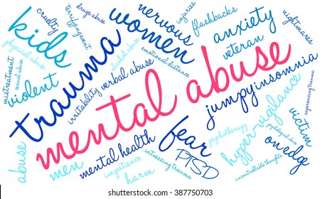 Mental Abuse word cloud on a white background. 