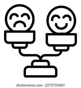 Vector de contorno de icono de balance mental. Tensión laboral. Persona cansada