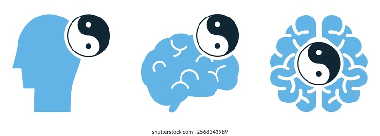 Mental Balance Psychology Icons Vector for mental health awareness and personal development.