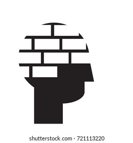 mental block - brick wall suppressing memories