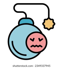 Mental bomb icon outline vector. Brain emotion. Mind training color flat