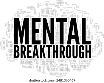 Diseño conceptual de la nube de palabras del avance mental aislado sobre fondo blanco.