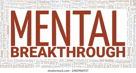 Mental Breakthrough word cloud conceptual design isolated on white background.