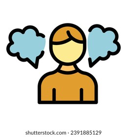 Mental busy icon outline vector. Coping skills. Stress love color flat