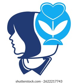 Mental Clarity icon represented by head, flower Dualtone style.