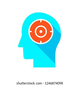 Mental concentration icon. Mind focus icon concept. Marketing concept, target group, ambitious mindset, aspirations, hit target, neuroscience and psychology, vector icon