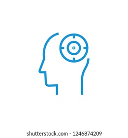 Mental concentration icon. Mind focus icon concept. Marketing concept, target group, ambitious mindset, aspirations, hit target, neuroscience and psychology, vector icon
