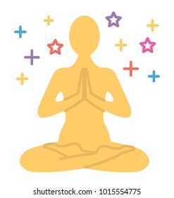 
Mental concentration, meditation concept. Flat icon
