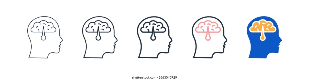 Mental Control diferentes iconos de estilo establecen la Ilustración vectorial.