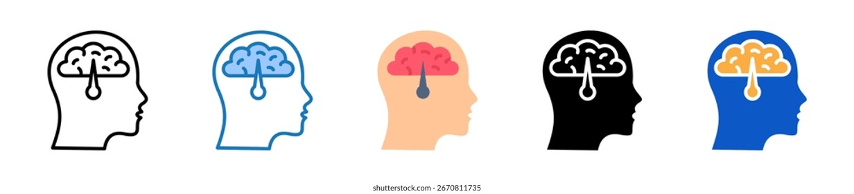 Mental Control multiple style icons set design vector illustration.
