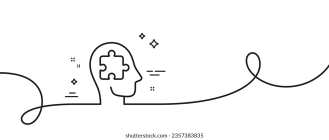 Mental conundrum line icon. Continuous one line with curl. Psychology therapy sign. Brain puzzle symbol. Mental conundrum single outline ribbon. Loop curve pattern. Vector