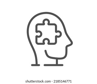 Mental Conundrum Line Icon. Psychology Therapy Sign. Brain Puzzle Symbol. Quality Design Element. Linear Style Mental Conundrum Icon. Editable Stroke. Vector