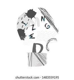 Mental disease concept. Vector sign with stylized letters. 