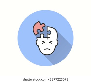 Symbol für psychische Störungen. Einfache Illustration mit langem Schatten für Grafik- und Webdesign.