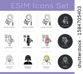 Mental disorder icons set. Sexual fetishism. Kleptomania and substance abuse. Transvestic fetishism. Perversion, deviation. Flat design, linear, black and color styles. Isolated vector illustrations