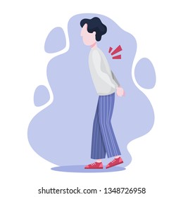 Mental disorder. Man suffer from depression and anxiety. Fear and stress, unhappy person. Vector illustration in cartoon style