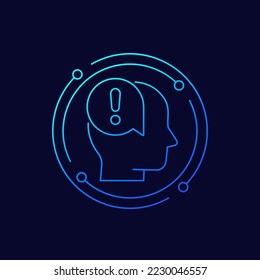 trastorno mental, icono de problemas psicológicos, diseño lineal