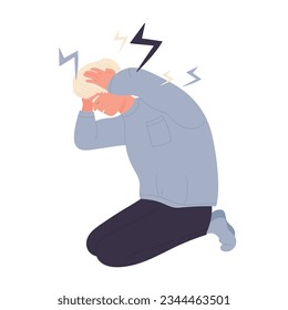 Mental disorder and stress. Health problem, depression suffering vector illustration