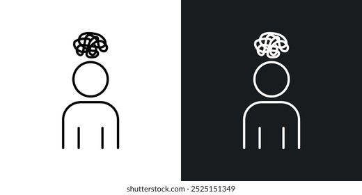 Mental disorderline in Thin line black color. flat simple vector symbols illustration.