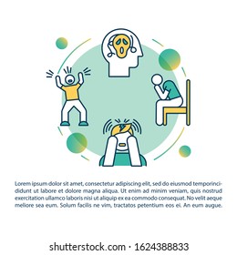 Mental disorders concept icon with text. Psychological diseases. Panic attack. Psychiatric problems. PPT page vector template. Brochure, magazine, booklet design element with linear illustrations