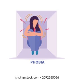 Mental disorders flat composition with human character of person suffering from mental handicap vector illustration